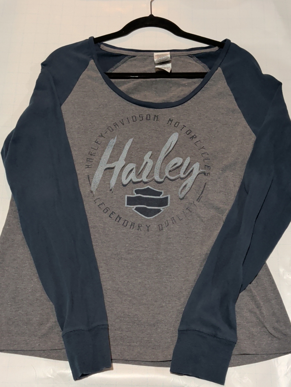 Harley-Davidson Gray and Navy Long Sleeve Raglan Shirt